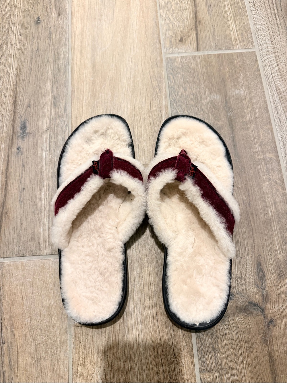 Ripa Wear Suede Shearling Sheepskin Flip Flop Slippers Cosy Size 8